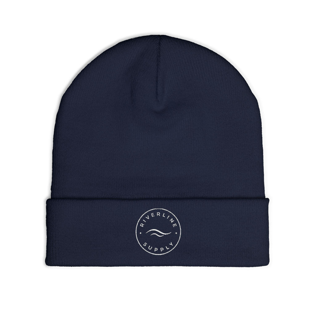 RiverLine Embroidered White Logo Beanie