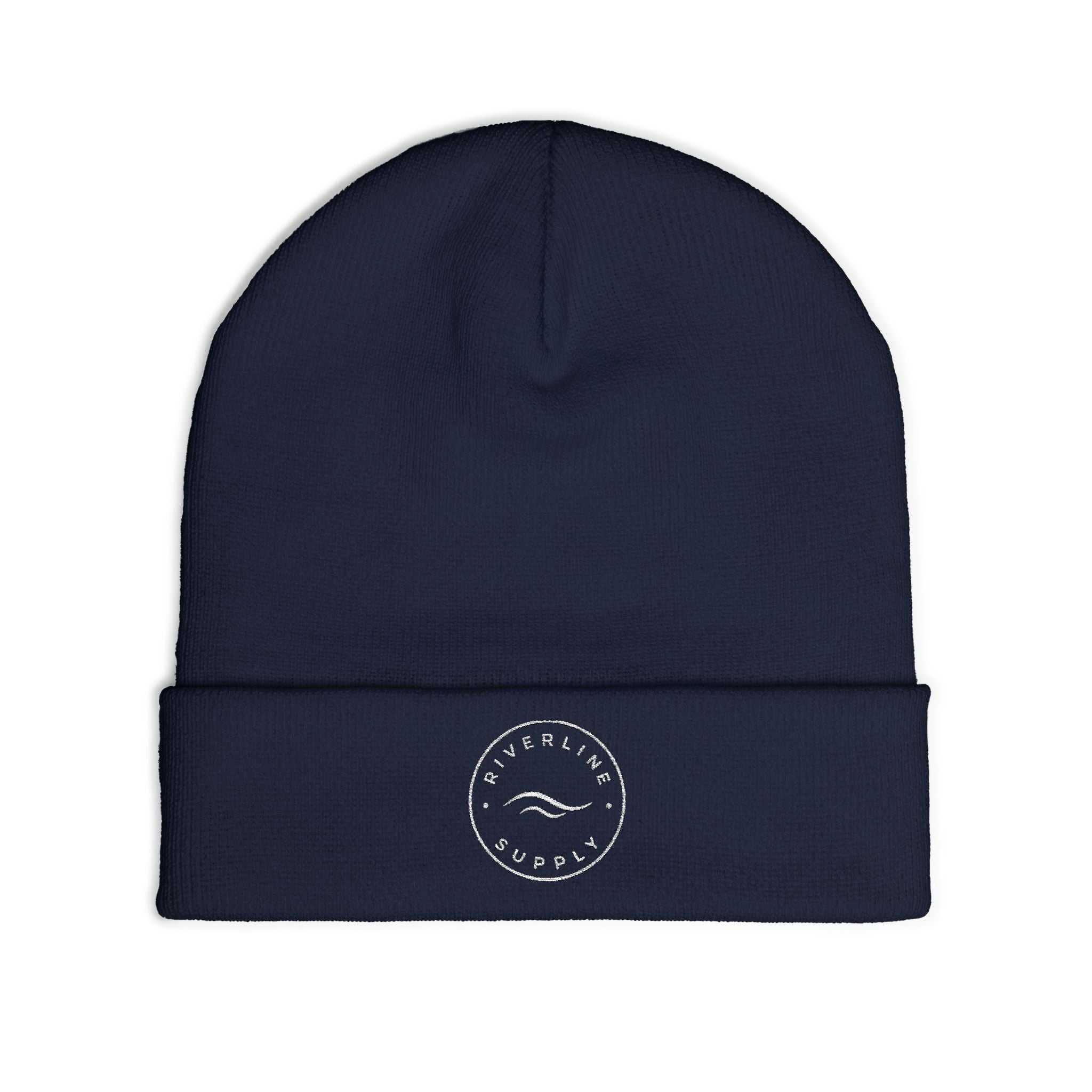 RiverLine Embroidered White Logo Beanie