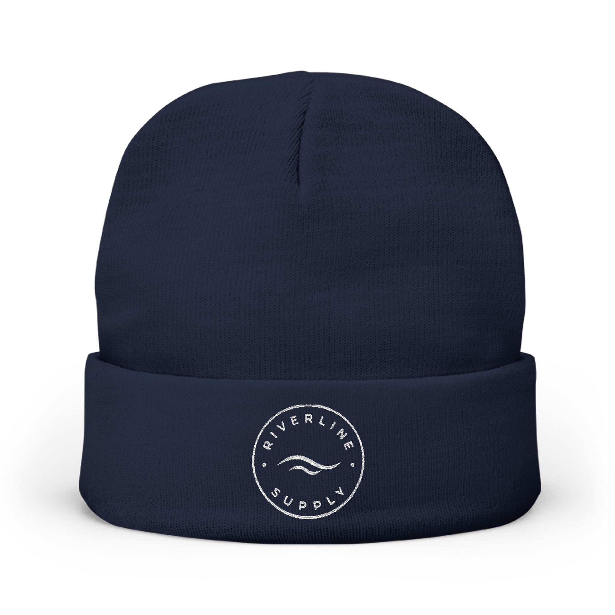 RiverLine Embroidered White Logo Beanie